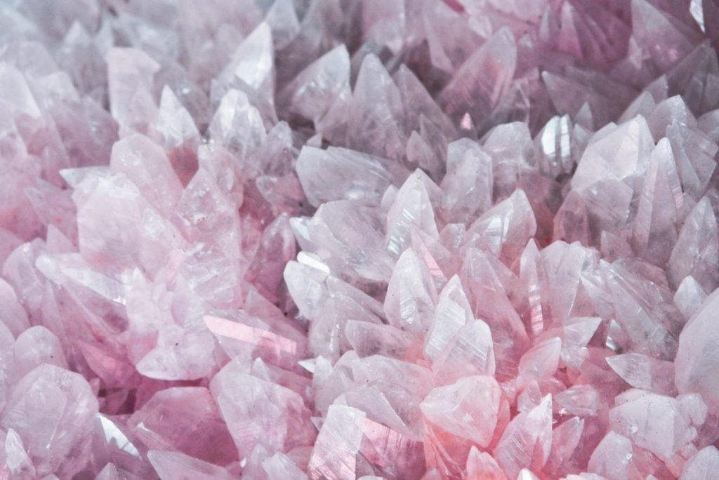 a cluster of pink quartz