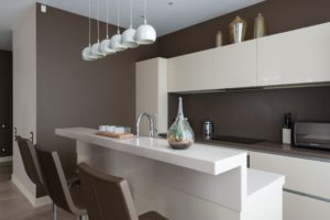 Kitchen with brown walls