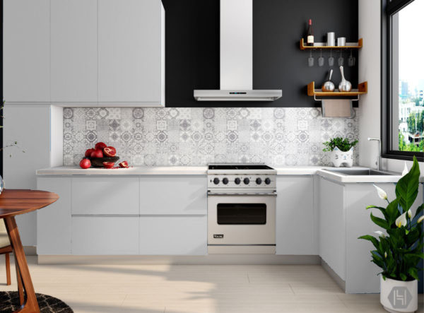 modern white kitchen with splash work