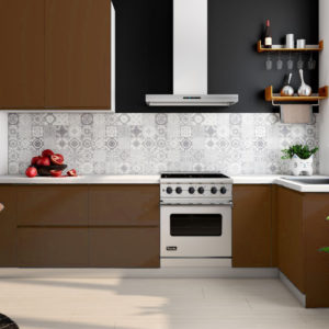 modern warm brown kitchen with splash work