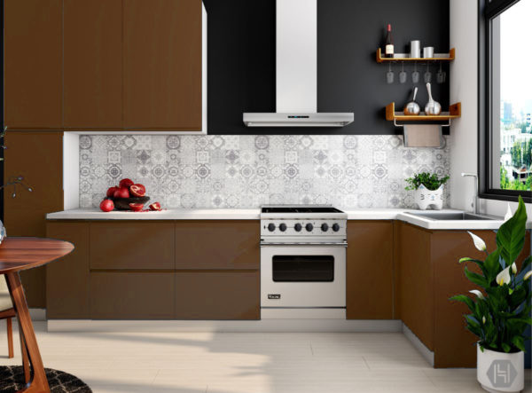 modern warm brown kitchen with splash work
