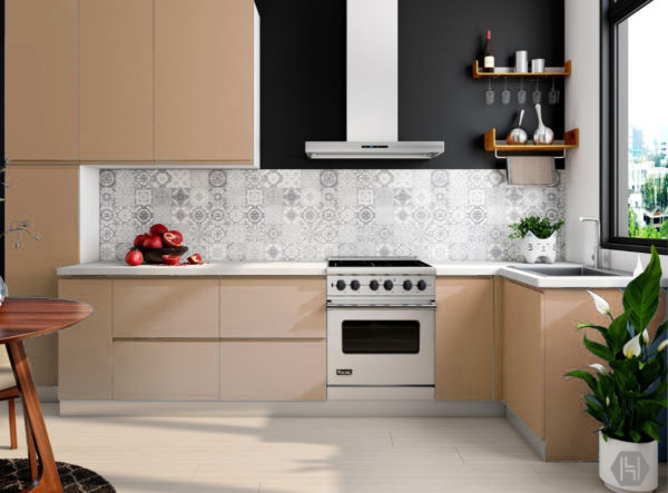 modern beige kitchen with splash work