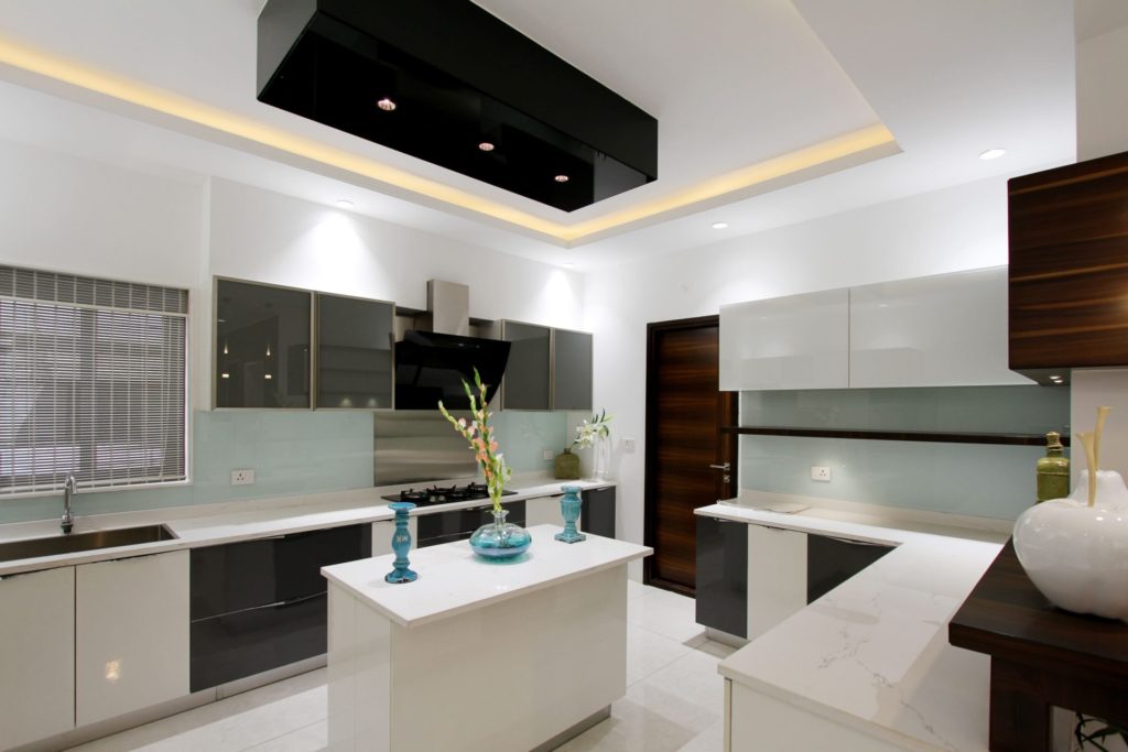Modern kitchen cabinets with lights