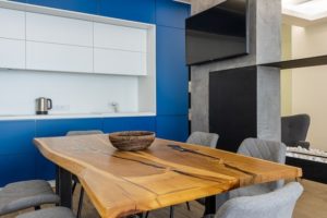 blue kitchen cabinets in Vancouver