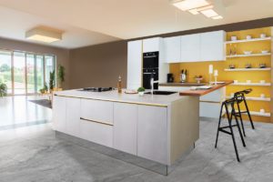 Modern yellow and white kitchen